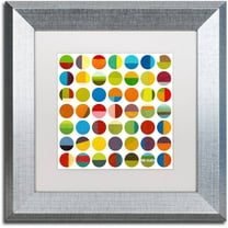 Trademark Fine Art "Forty Nine Circles" Canvas Art by Michelle Calkins, White Matte, Silver Frame
