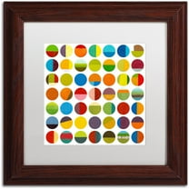 Trademark Fine Art "Forty Nine Circles" Canvas Art by Michelle Calkins, White Matte, Wood Frame