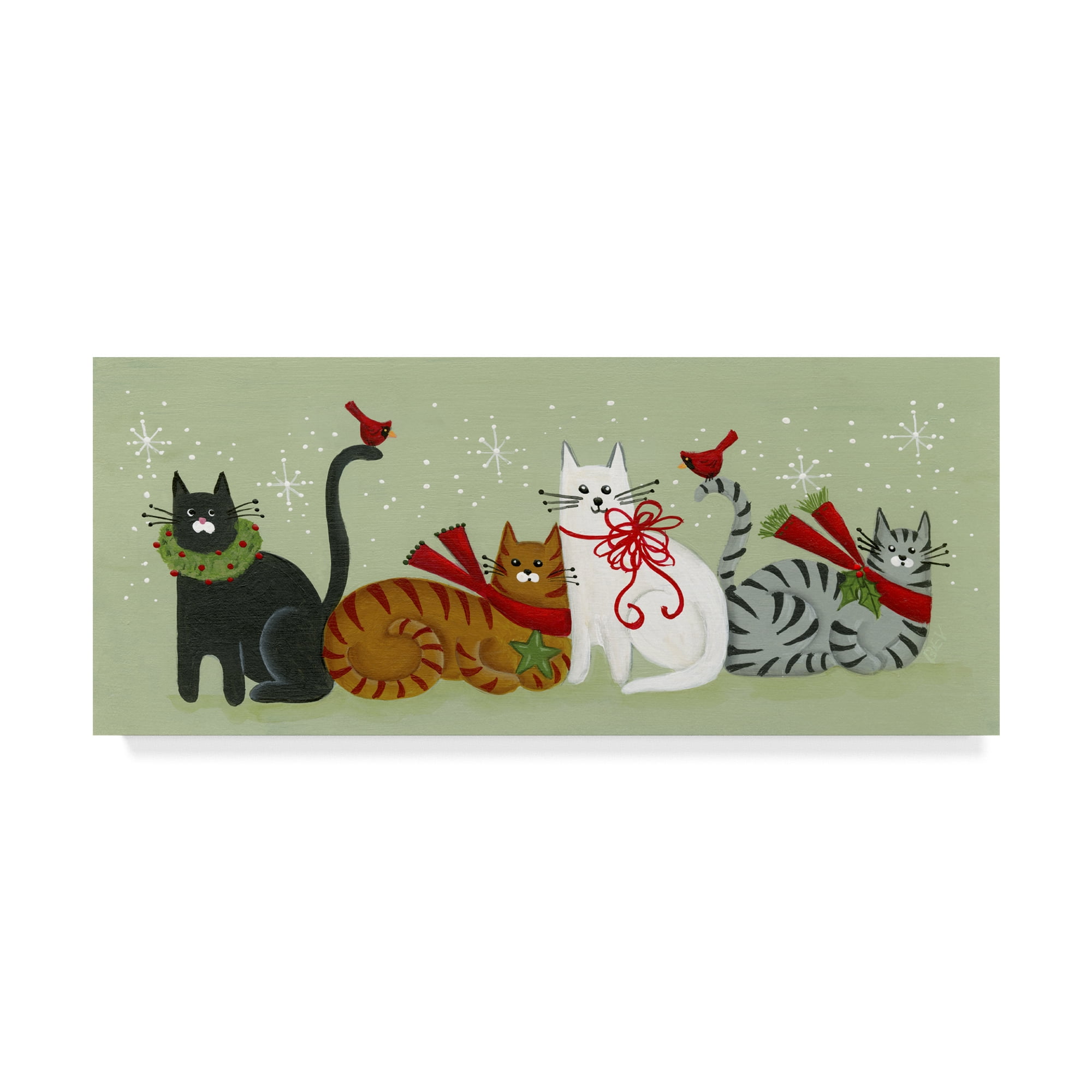 Trademark Fine Art 'Four Christmas Cats' Canvas Art by Beverly Johnston