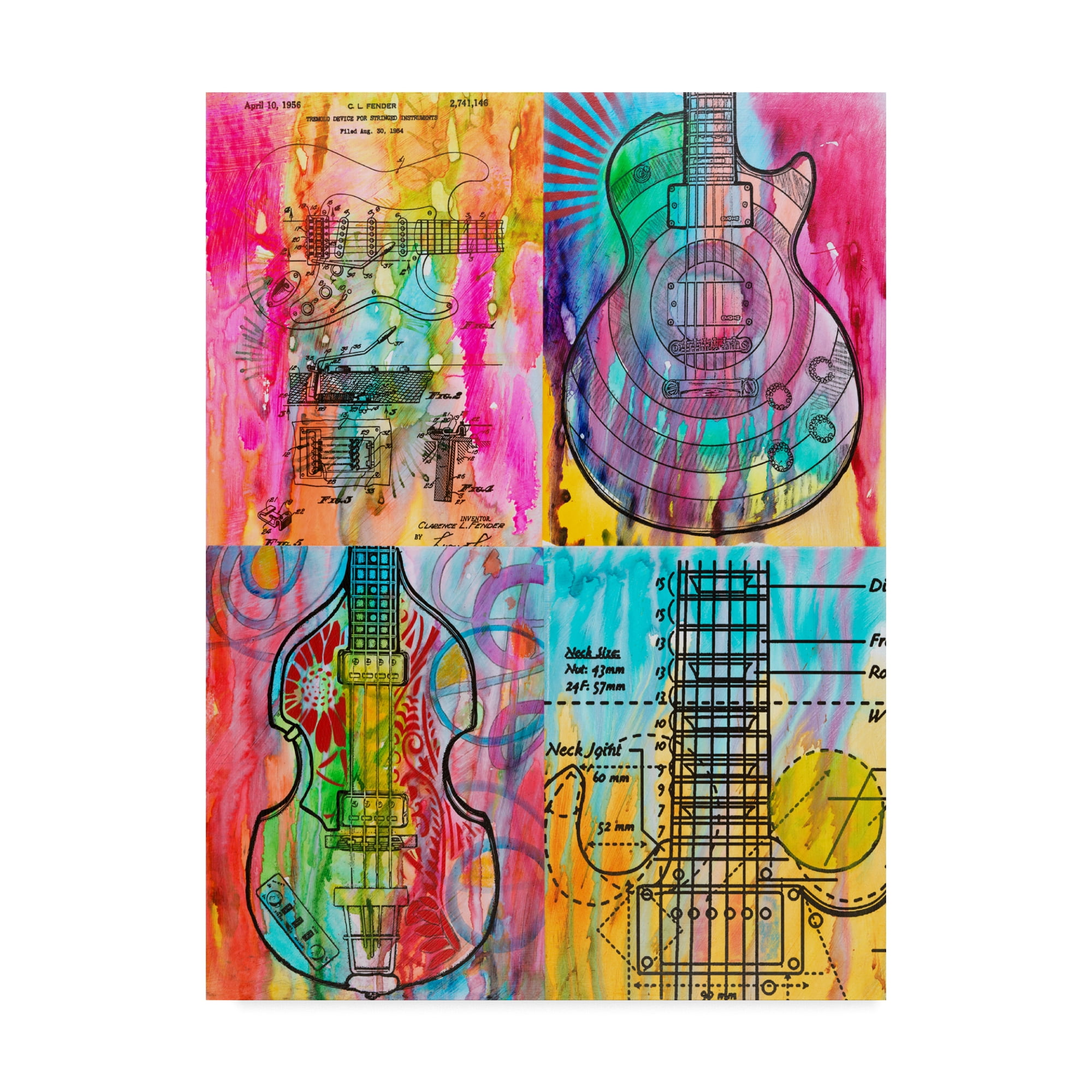 Trademark Fine Art 'Four Guitars' Canvas Art by Dean Russo