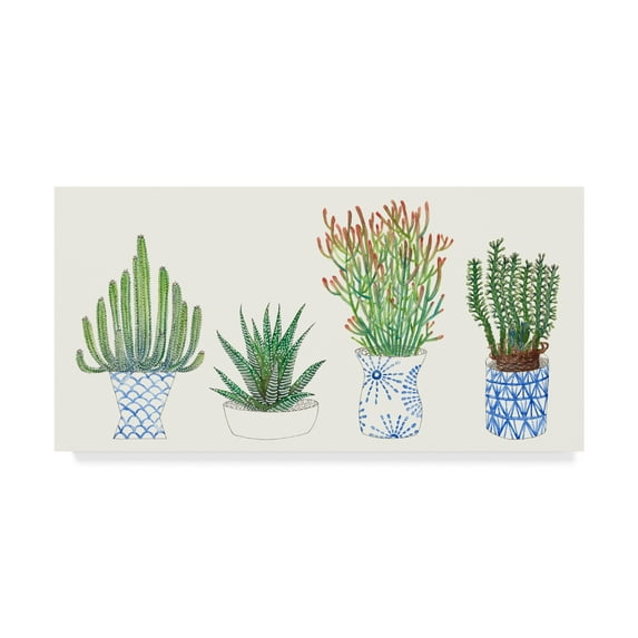 Trademark Fine Art 'Four Succulents I' Canvas Art by Melissa Wang