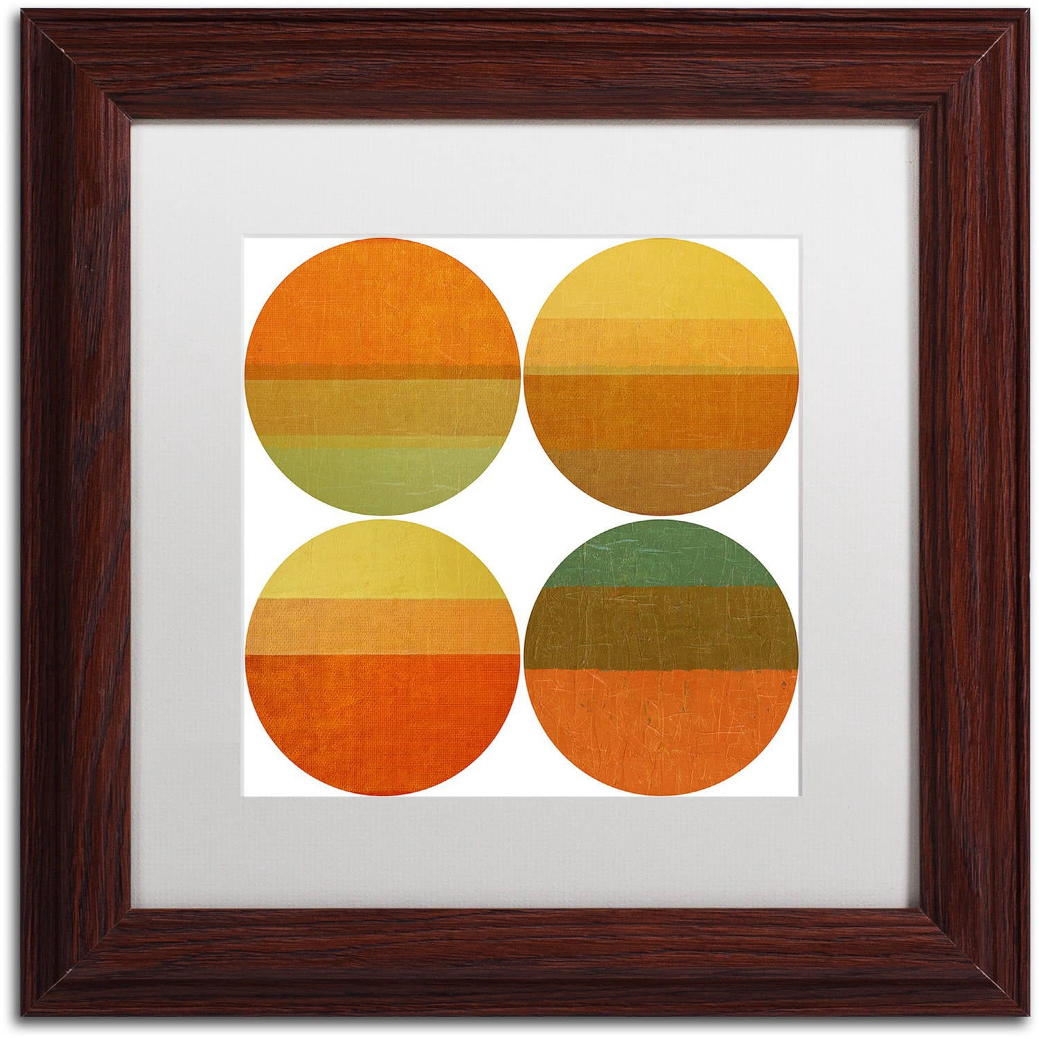 Trademark Fine Art "Four Suns" Canvas Art by Michelle Calkins, White Matte, Wood Frame