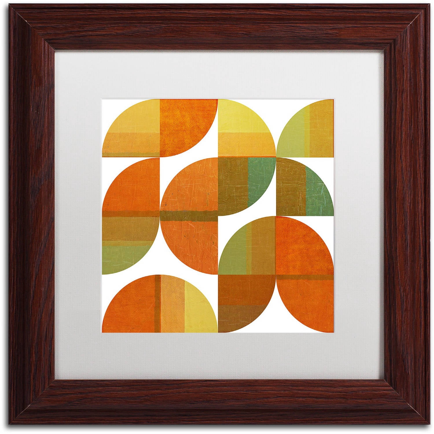 Trademark Fine Art "Four Suns Quartered 1.0" Canvas Art by Michelle Calkins, White Matte, Wood Frame