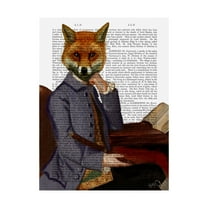 Trademark Fine Art 'Fox With Flute' Canvas Art by Fab Funky