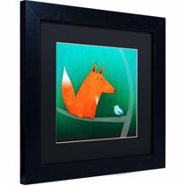 Trademark Fine Art "Fox in Tree" Canvas Art by Carla Martell, Black Matte, Black Frame