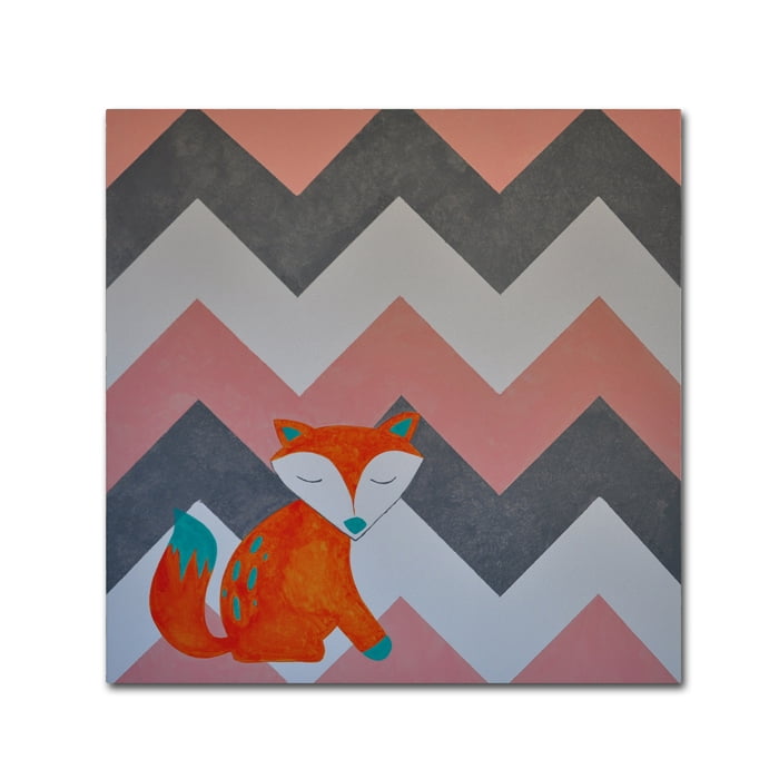 Trademark Fine Art "Fox on Chevron" Canvas Art by Nicole Dietz