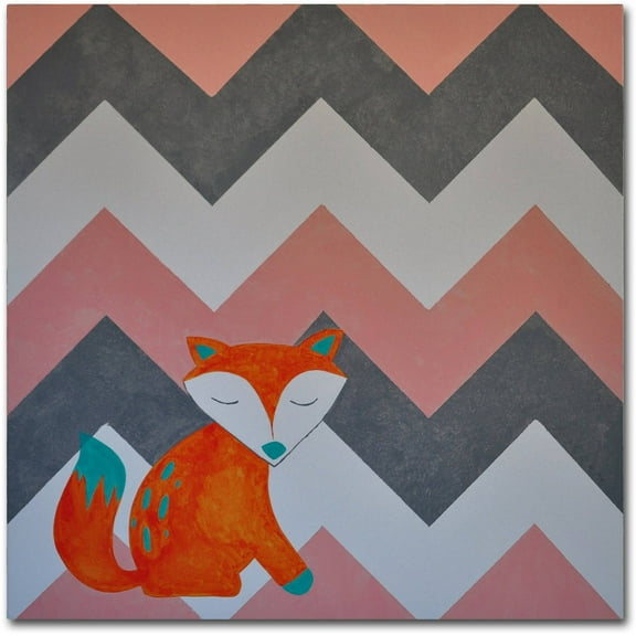 Trademark Fine Art "Fox on Chevron" Canvas Art by Nicole Dietz