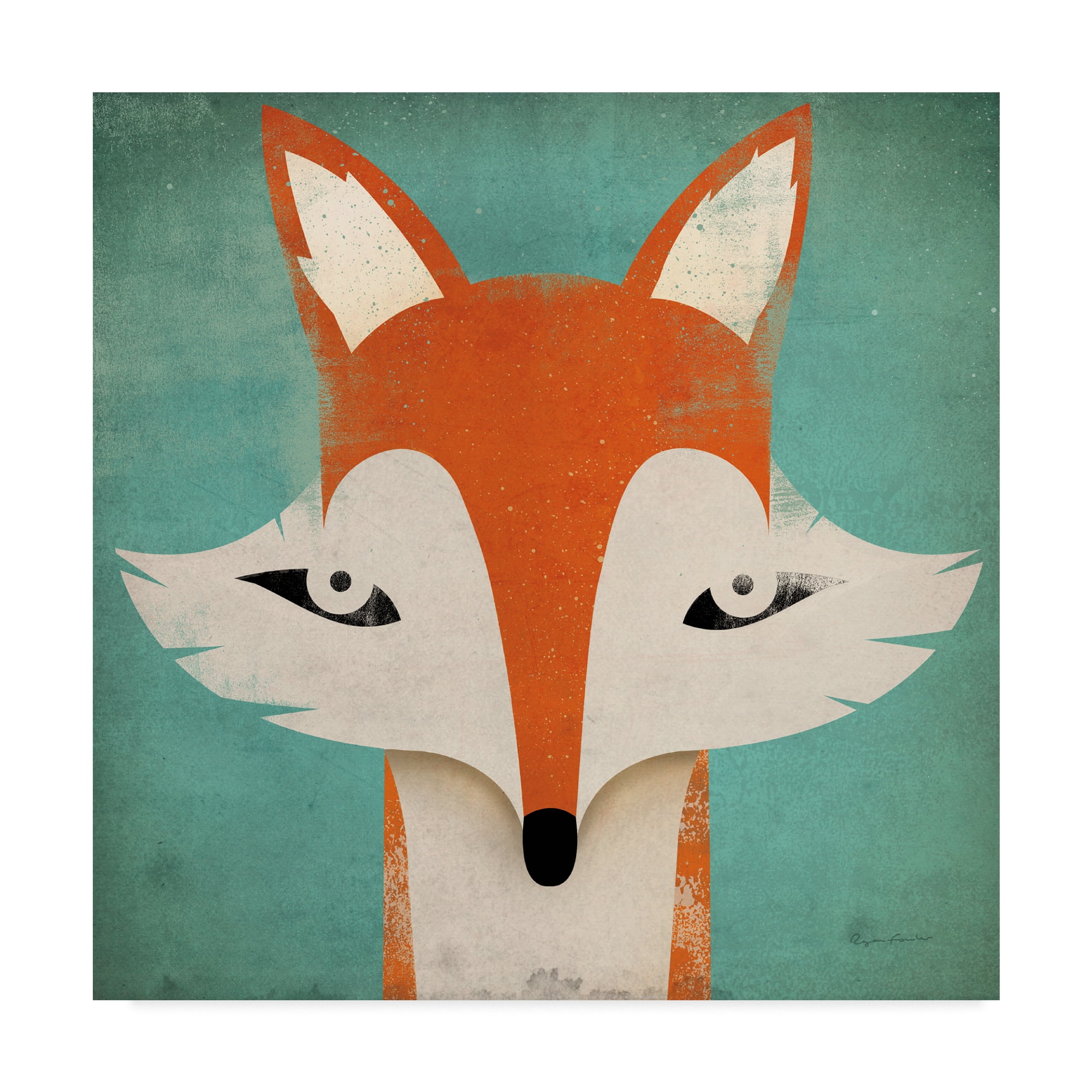 Trademark Fine Art 'Fox on Teal' Canvas Art by Ryan Fowler