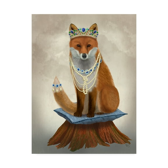 Trademark Fine Art 'Fox with Tiara, Full' Canvas Art by Fab Funky