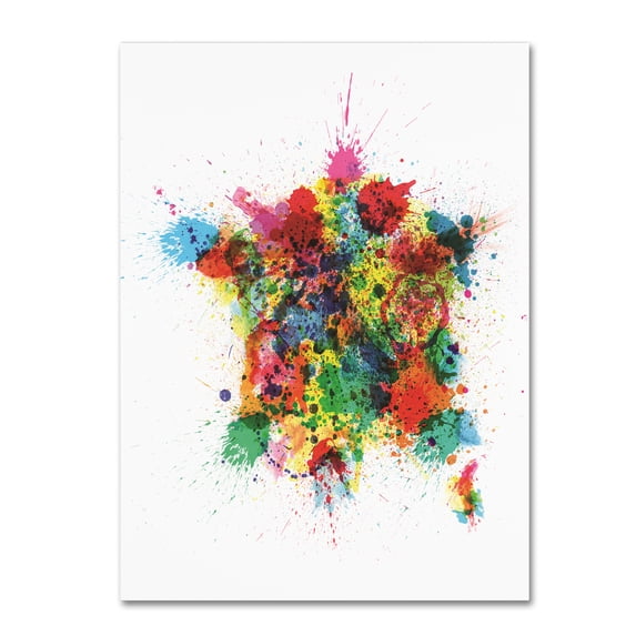 Trademark Fine Art 'France Map Paint Splashes' Canvas Art by Michael Tompsett