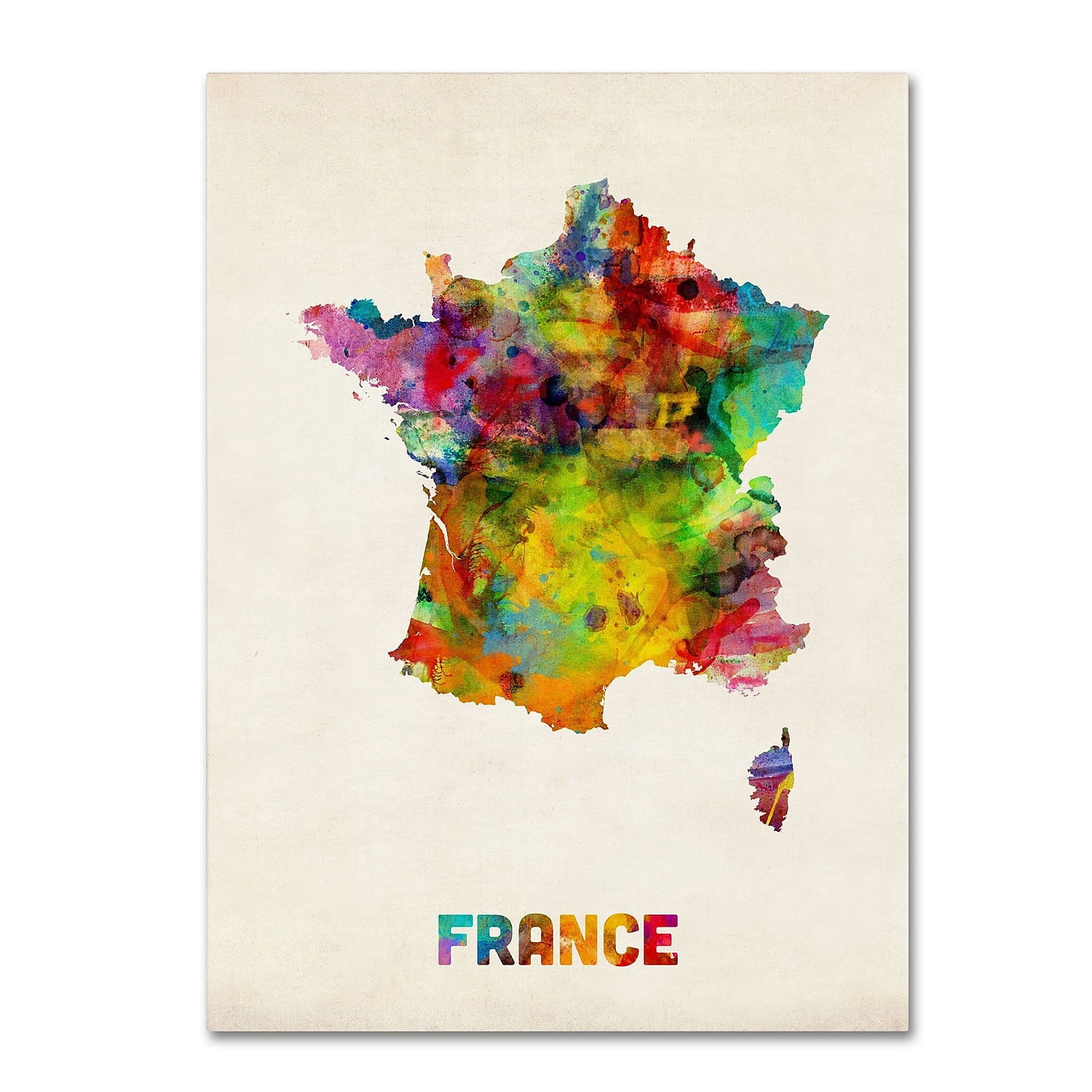 Trademark Fine Art "France Watercolor Map" Canvas Art by Michael Tompsett