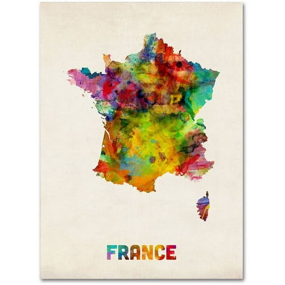 Trademark Fine Art "France Watercolor Map" Canvas Art by Michael Tompsett