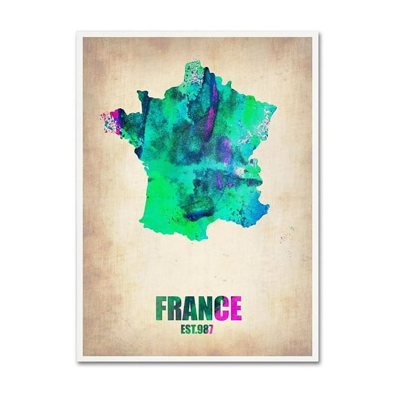 Trademark Fine Art "France Watercolor Map" Canvas Art by Naxart