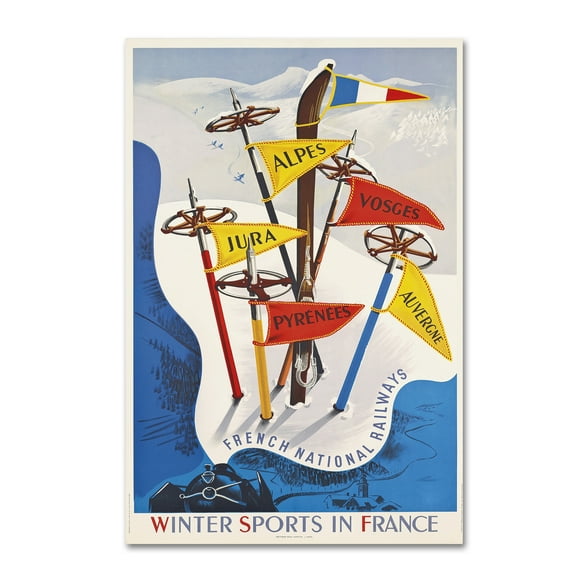 Trademark Fine Art 'France Winter Sports' Canvas Art by Vintage Apple Collection