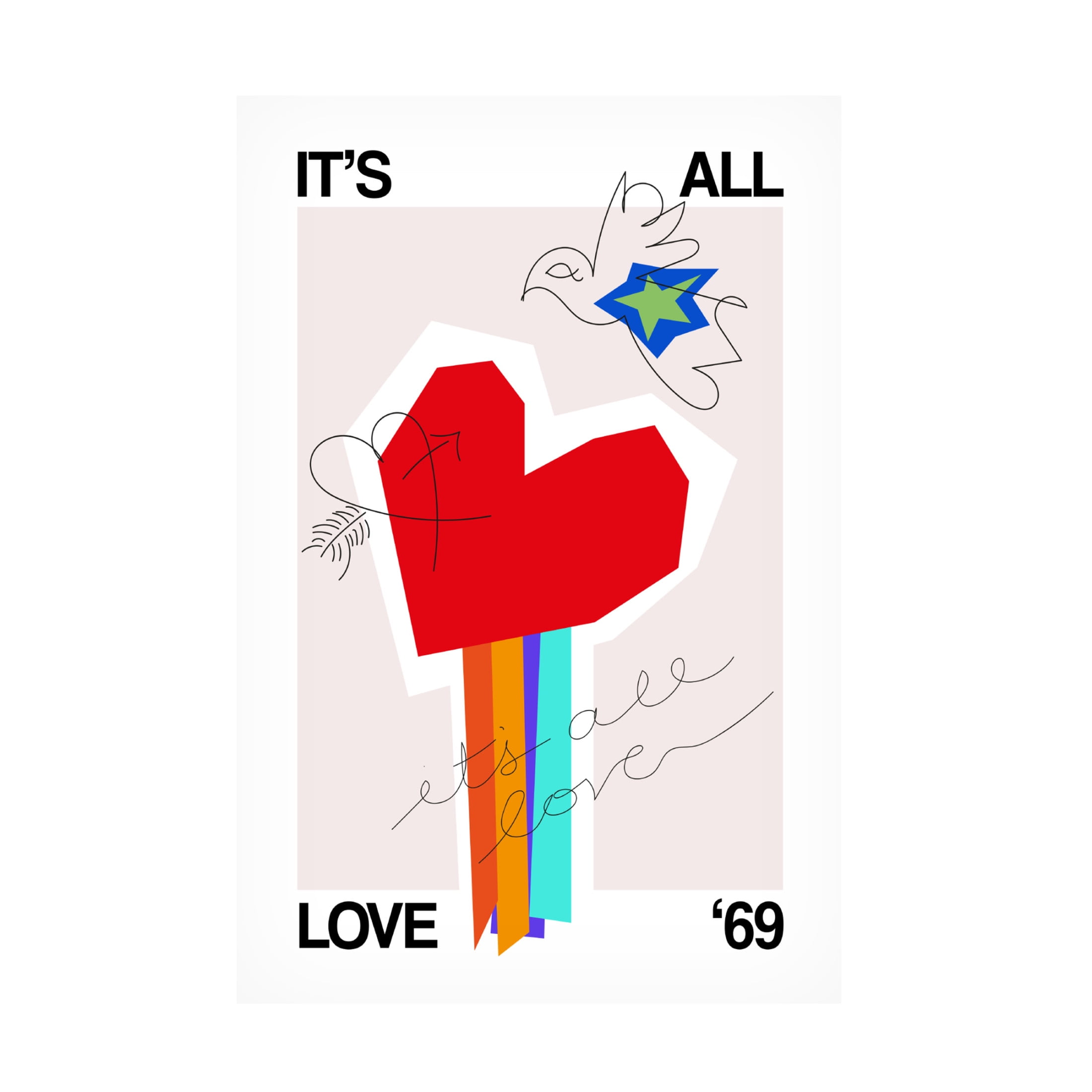 Trademark Fine Art Frances Collett It's All Love '69 Heart Greige Canvas Wall Art