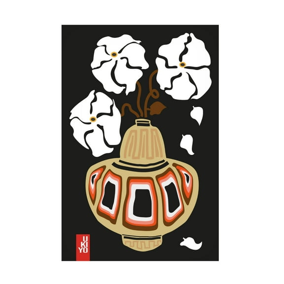 Trademark Fine Art Frances Collett Ukiyo Vase Flower Black Canvas Wall Art