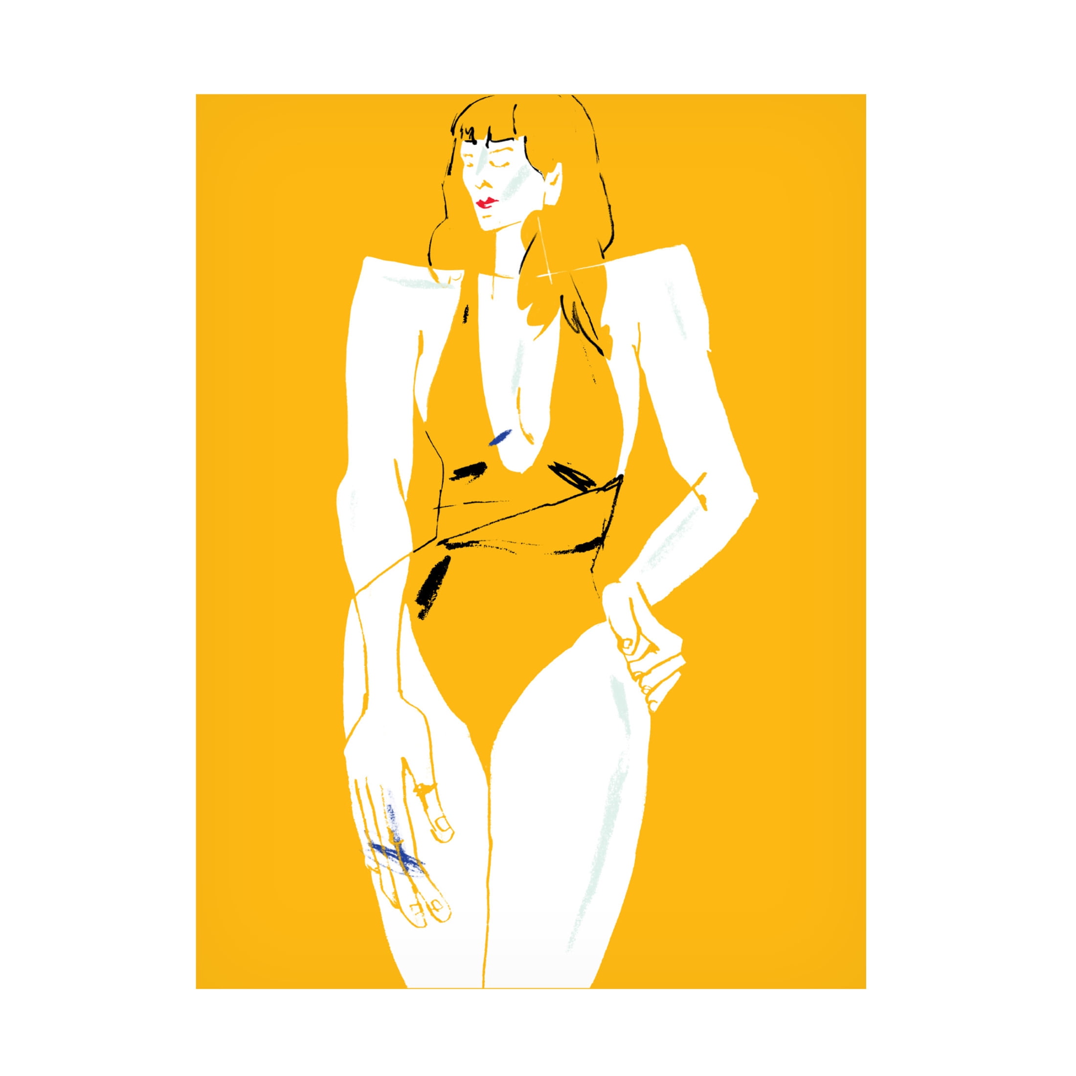 Trademark Fine Art Francesco Gulina Girl in Bathing Suit Yellow Canvas Wall Art