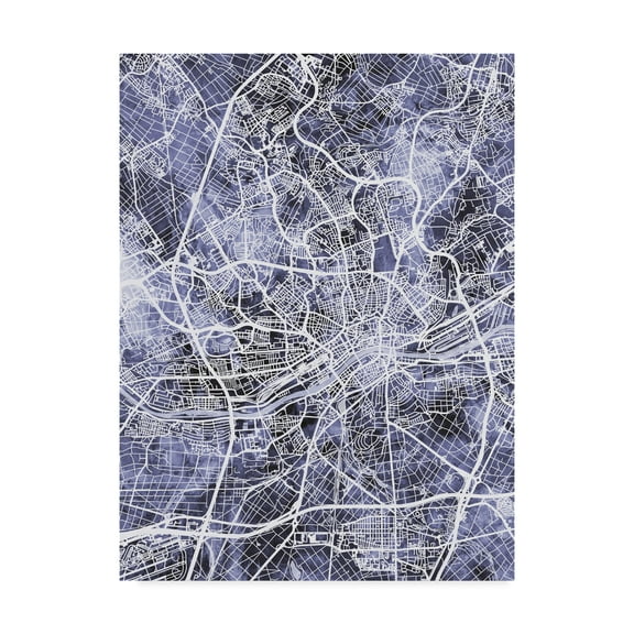 Trademark Fine Art 'Frankfurt Germany City Map Blue' Canvas Art by Michael Tompsett
