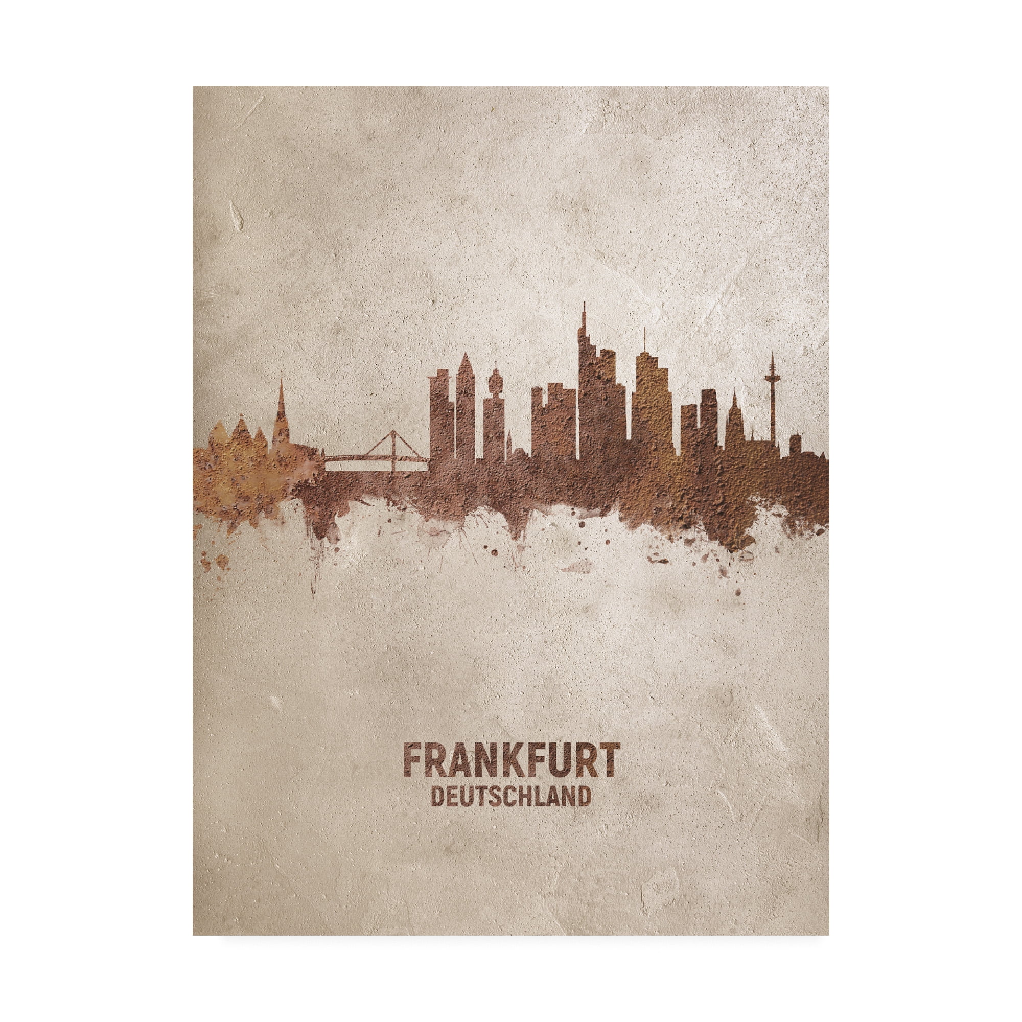 Trademark Fine Art 'Frankfurt Germany Rust Skyline' Canvas Art by Michael Tompsett