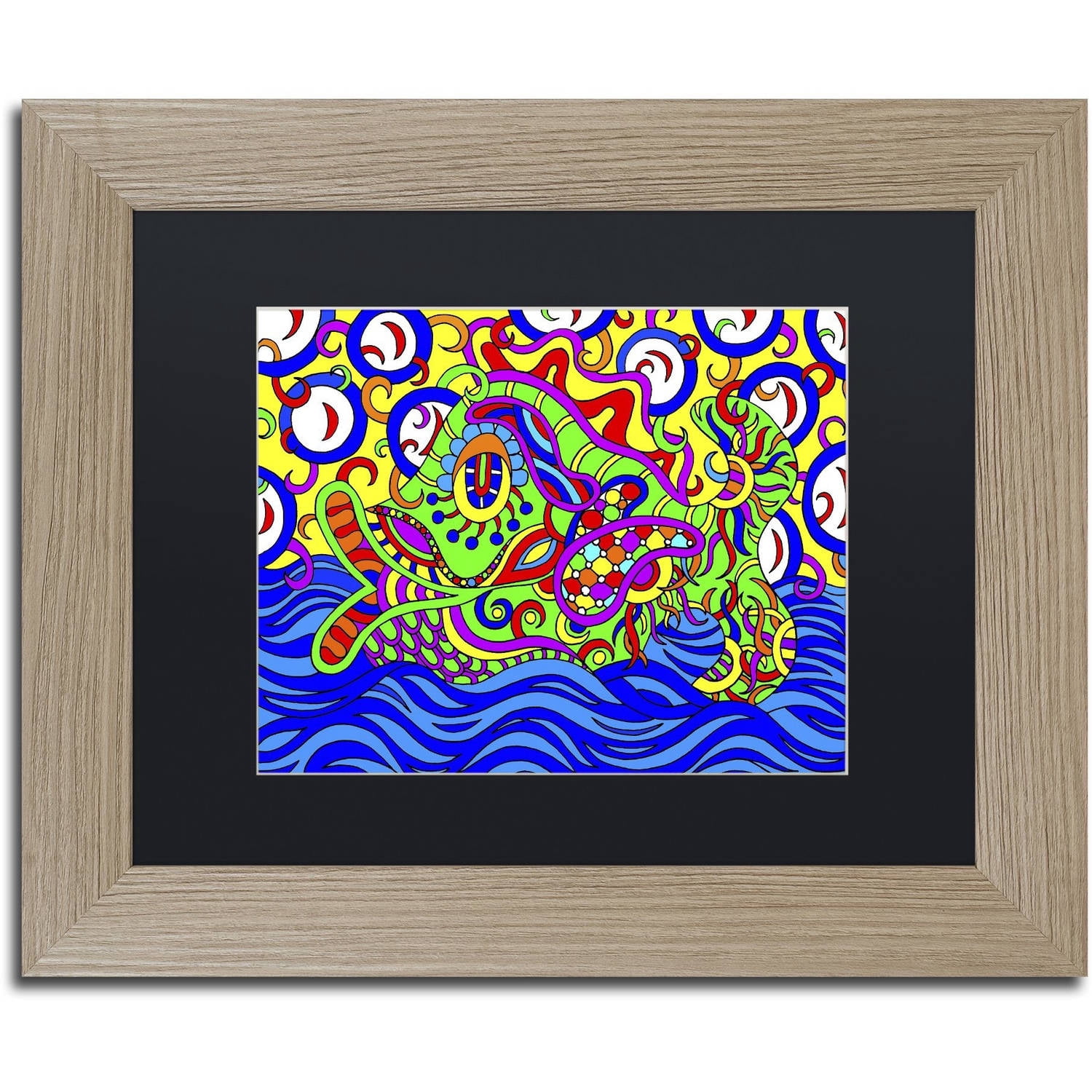 Trademark Fine Art "Freddy the Fish Swimming" Canvas Art by Kathy G. Ahrens, Black Matte, Birch Frame
