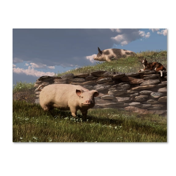Trademark Fine Art 'Free Range Pigs' Canvas Art by Daniel Eskridge
