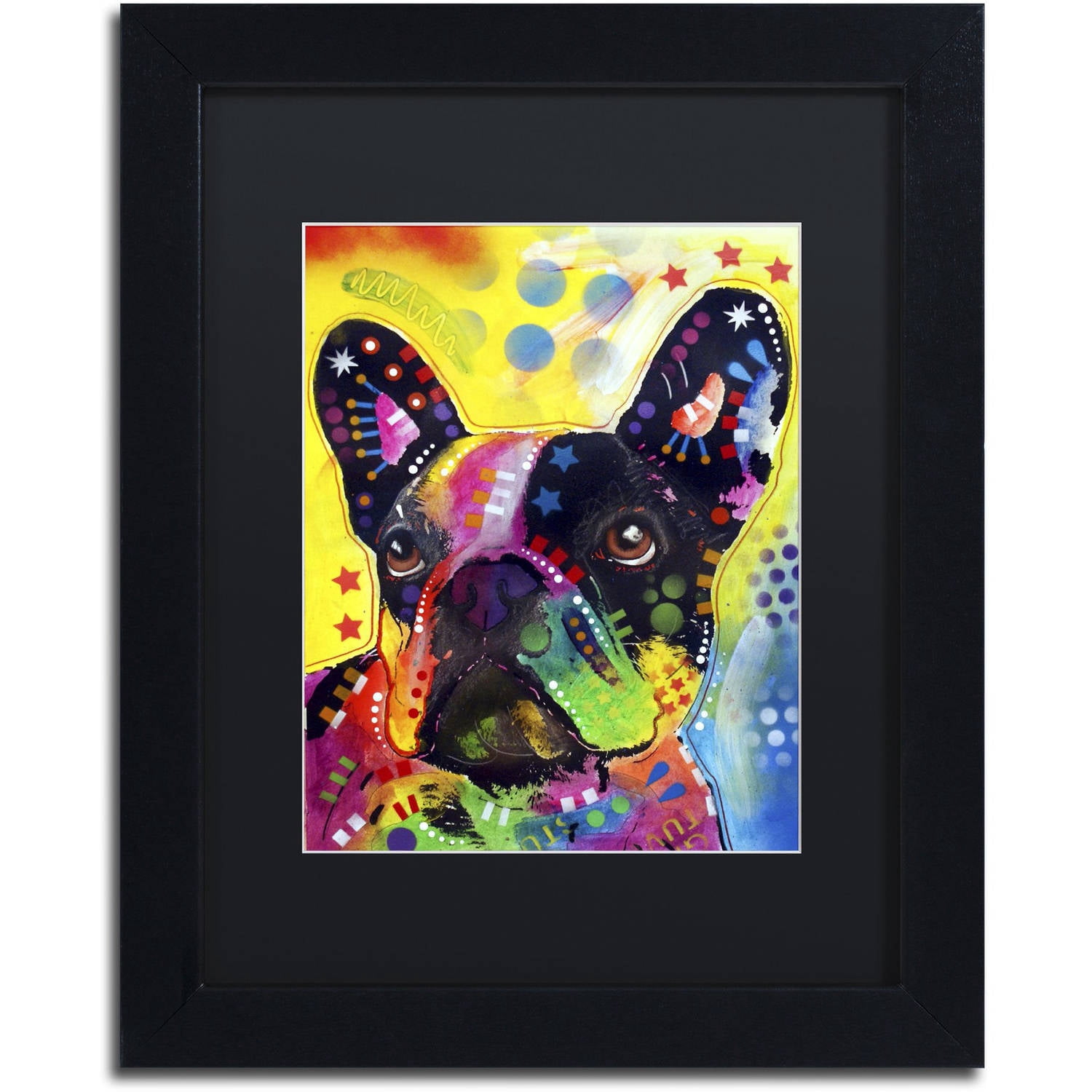 Trademark Fine Art "French Bulldog 2" Canvas Art by Dean Russo, Black Matte, Black Frame