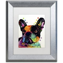 Trademark Fine Art "French Bulldog" Canvas Art by Dean Russo, White Matte, Silver Frame