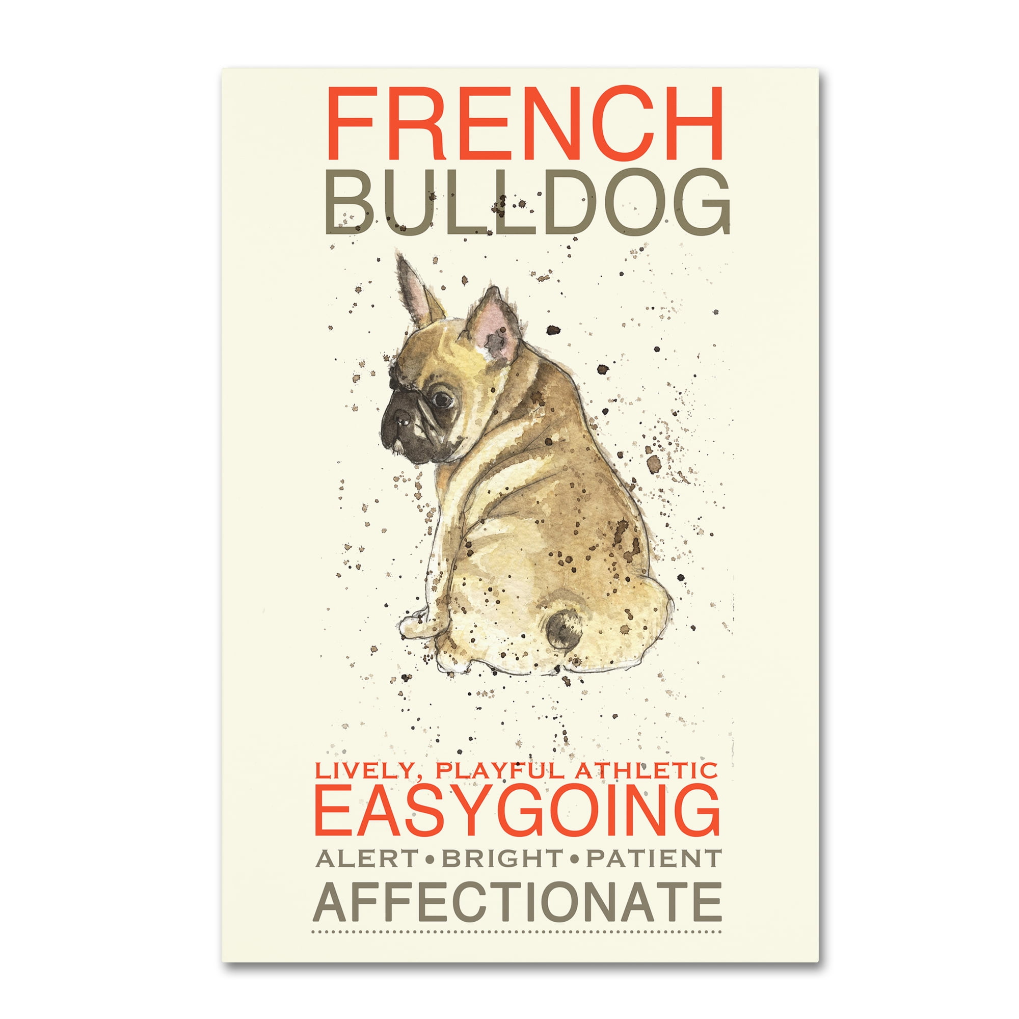 French Bulldog Print on Beige Canvas with Hidden Frame