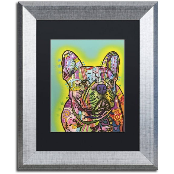 Trademark Fine Art "French Bulldog III" Canvas Art by Dean Russo, Black Matte, Silver Frame