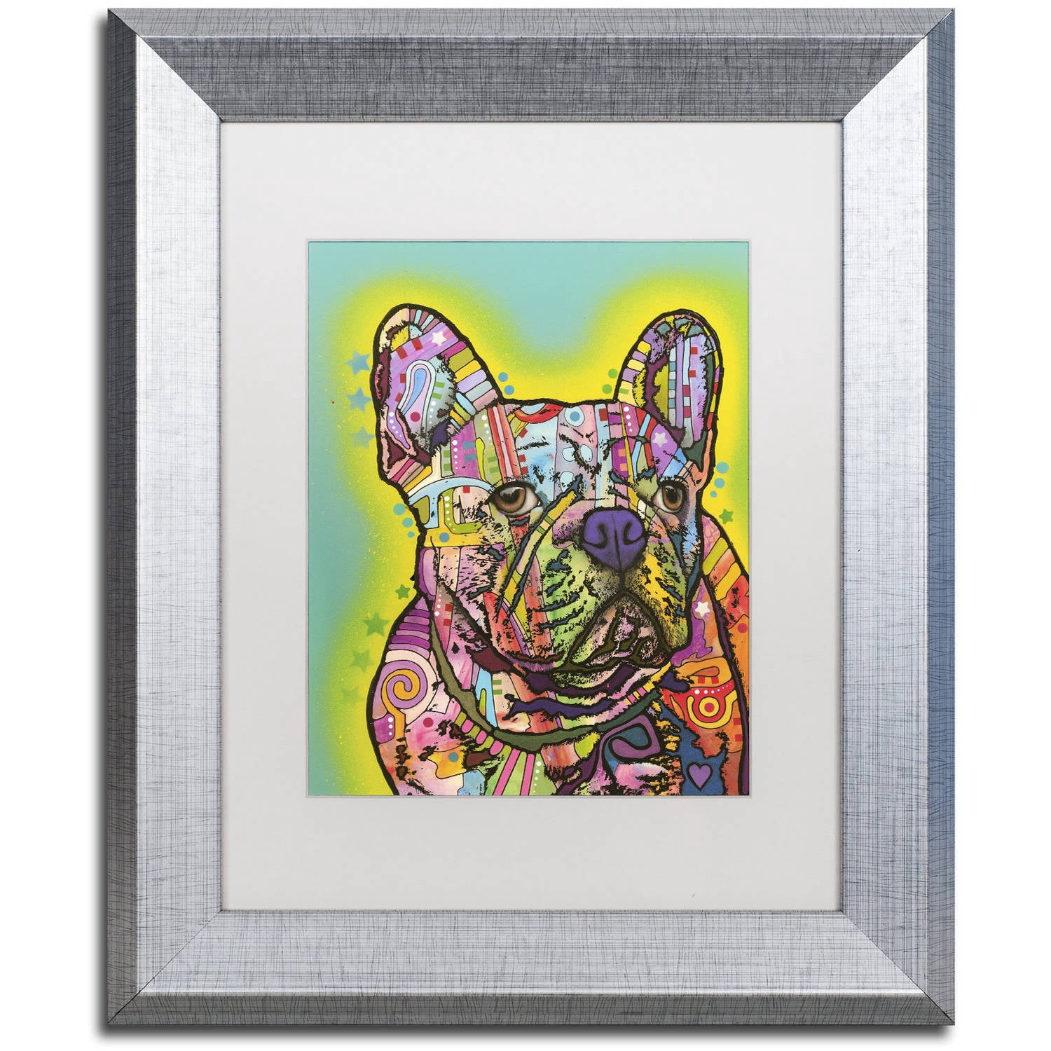 Trademark Fine Art "French Bulldog III" Canvas Art by Dean Russo, White Matte, Silver Frame