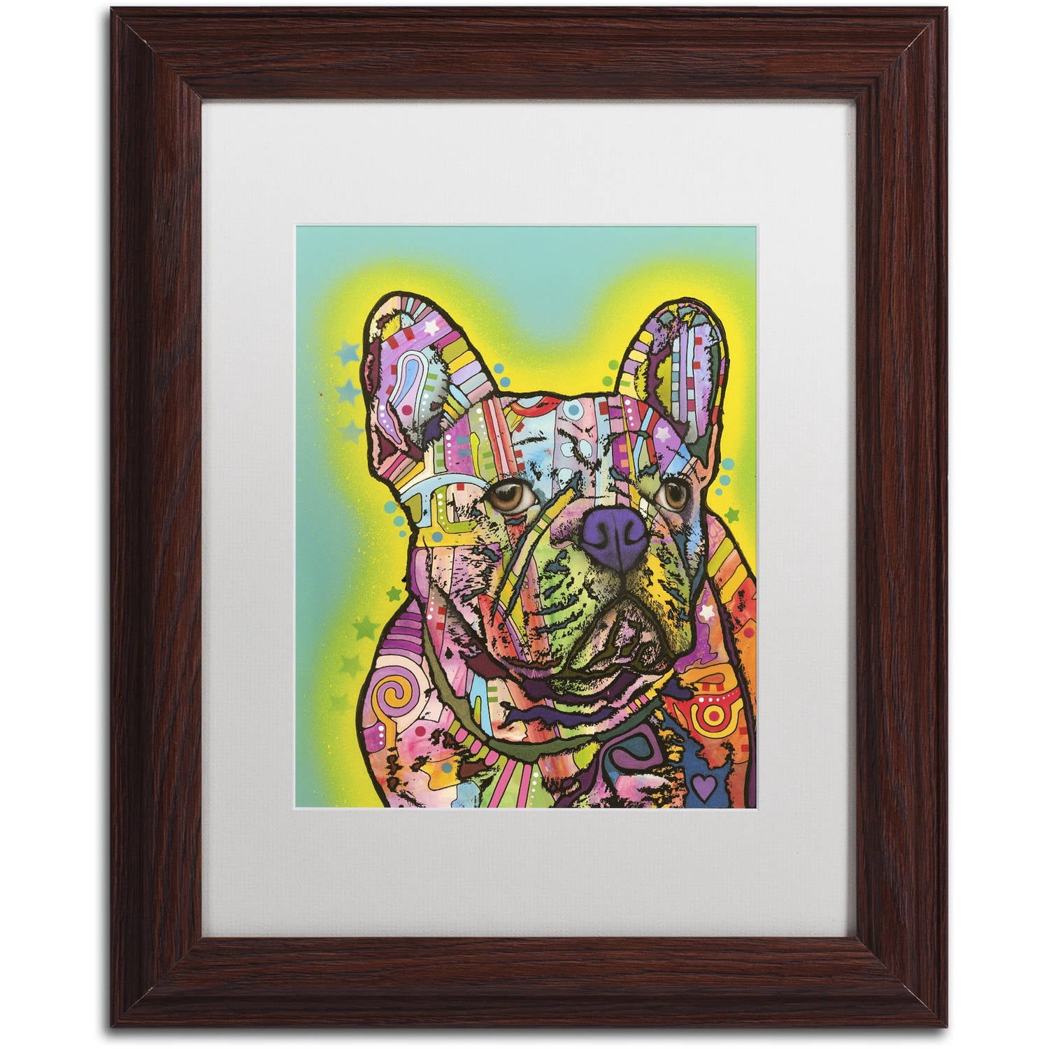 Trademark Fine Art "French Bulldog III" Canvas Art by Dean Russo, White Matte, Wood Frame