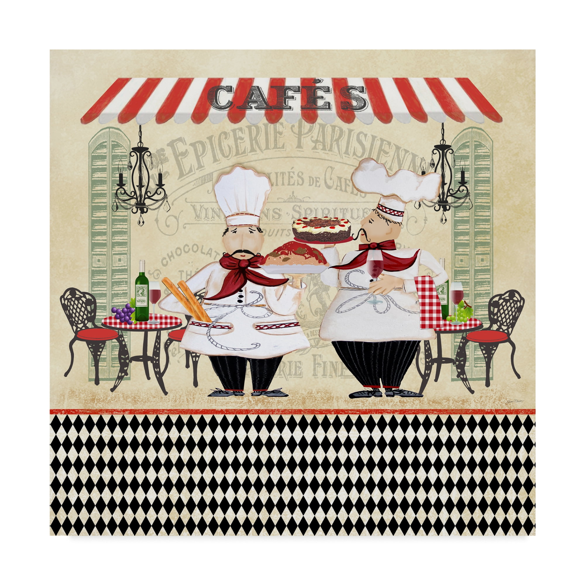French Cafe Chefs Gallery-Wrapped Canvas Art, 14 x 14 Inches