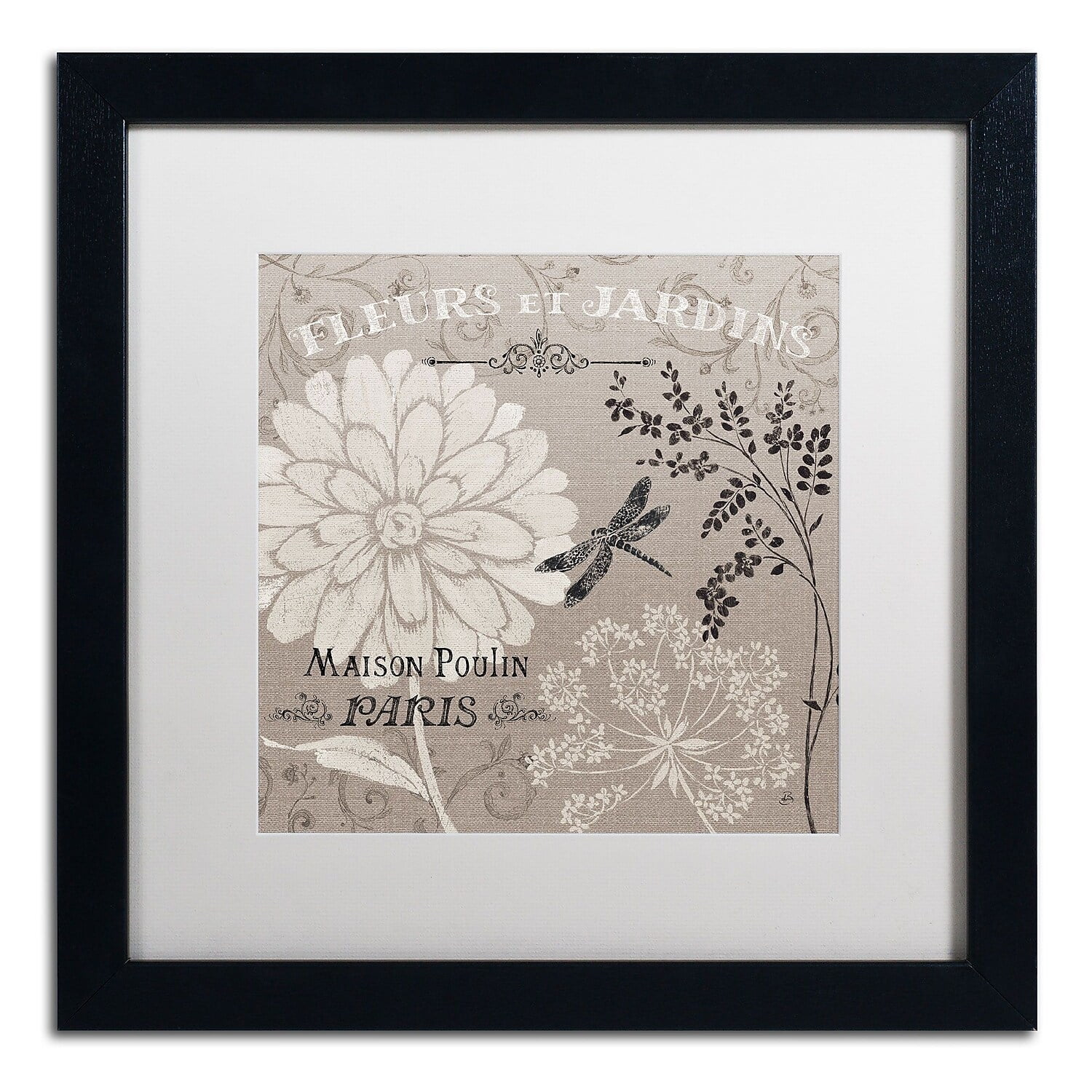 Trademark Fine Art "French Linen Garden II" Canvas Art by Daphne Brissonnet, White Matte, Black Frame