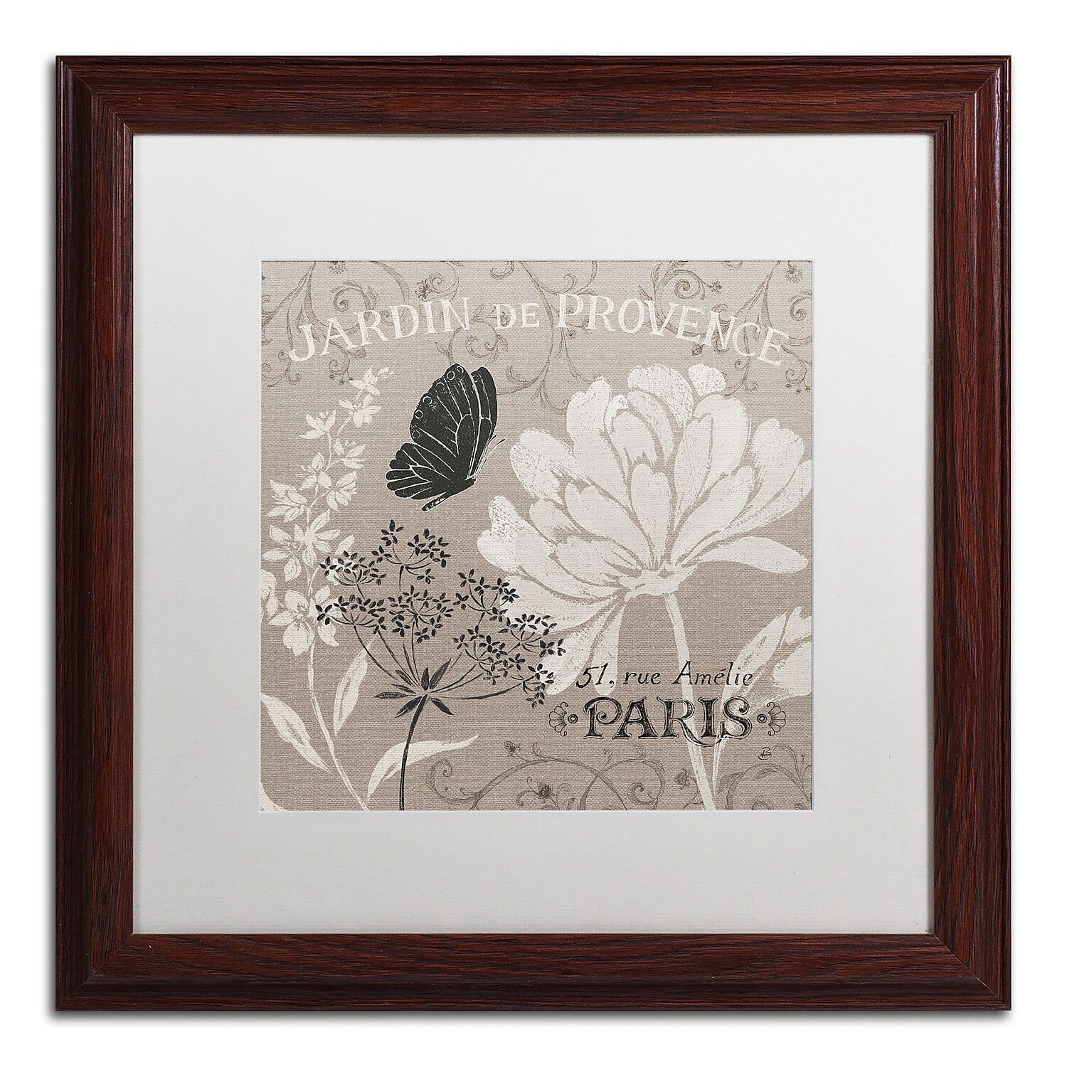Trademark Fine Art "French Linen Garden III" Canvas Art by Daphne Brissonnet, White Matte, Wood Frame