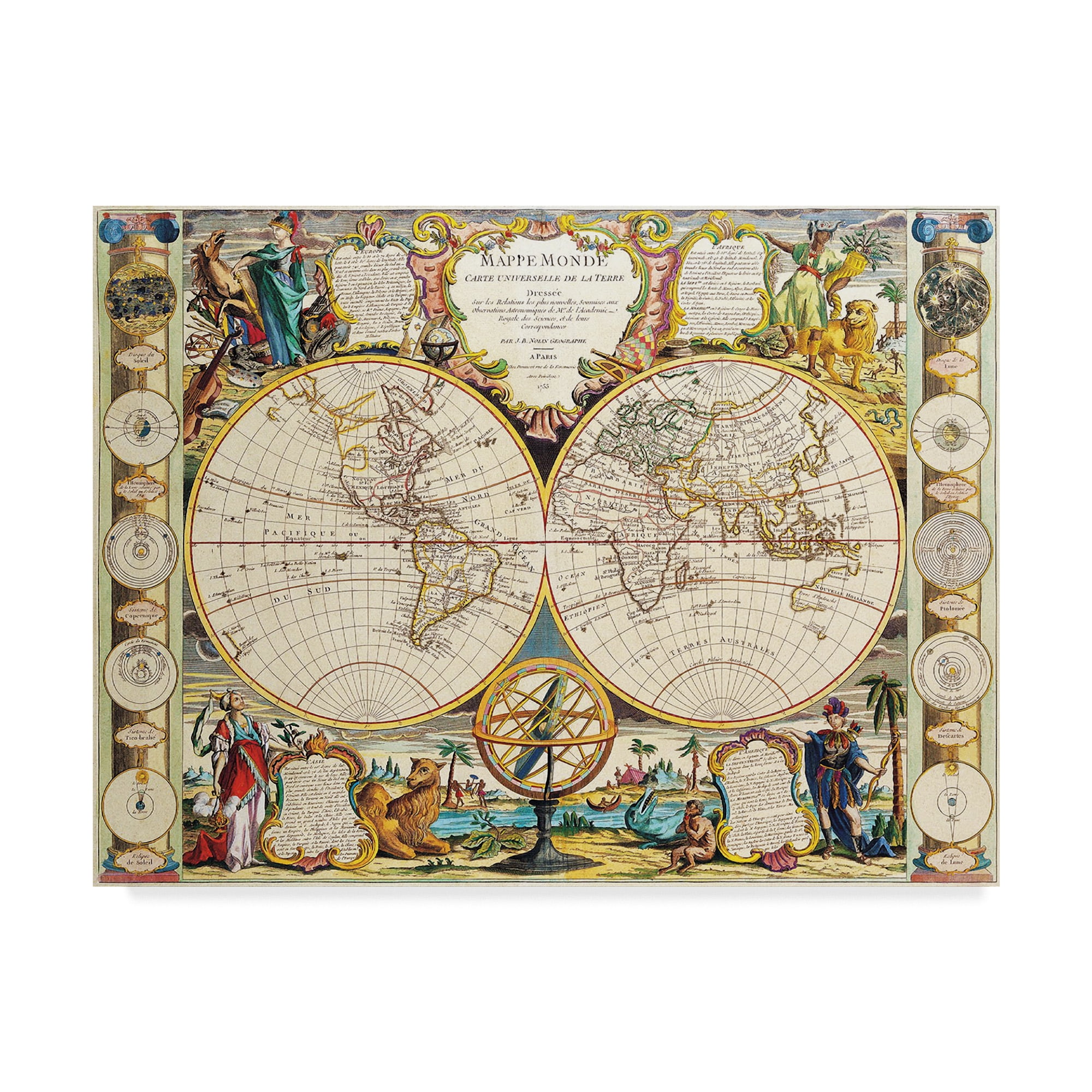 Trademark Fine Art 'French Map Of The World 1755' Canvas Art by Vintage Lavoie