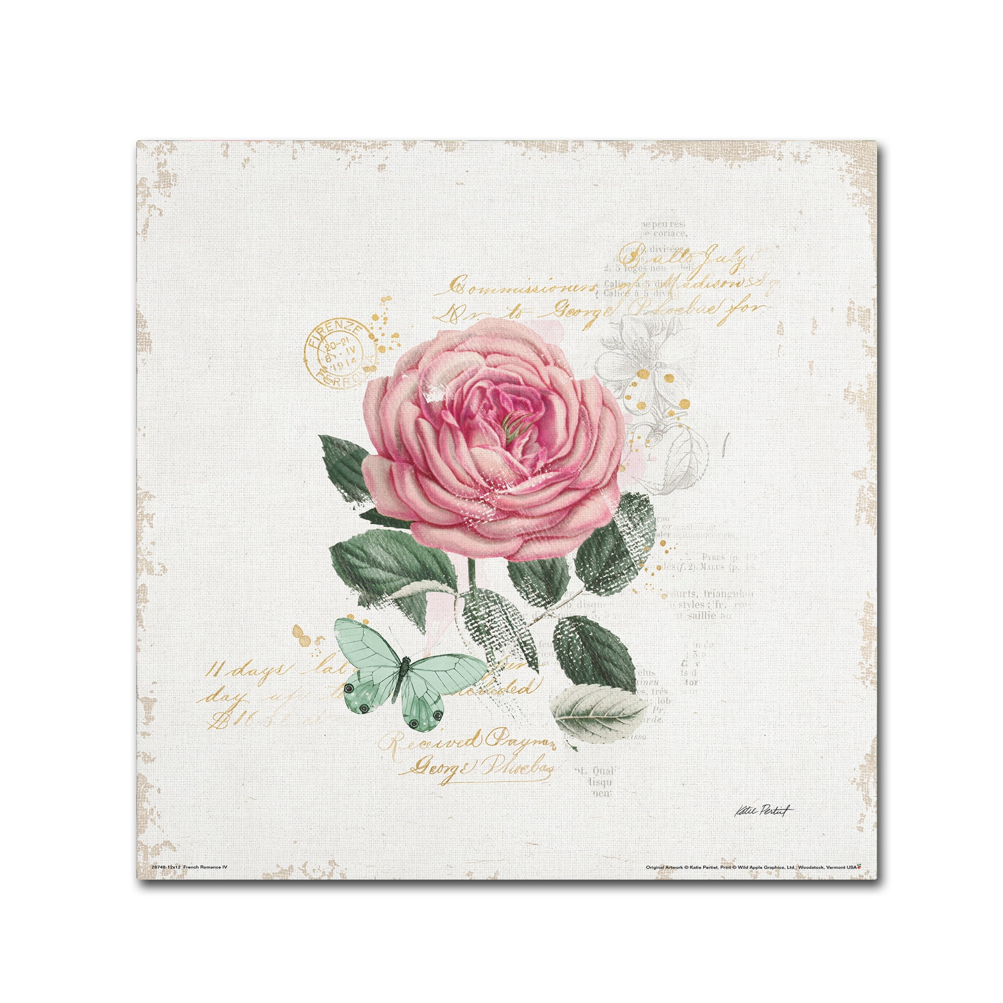 Trademark Fine Art "French Romance IV" Canvas Art by Katie Pertiet