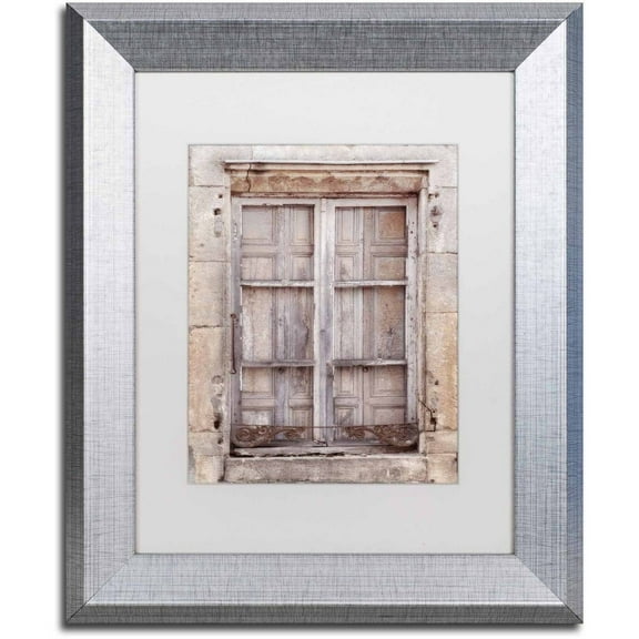 Trademark Fine Art 'French Window I' Canvas Art by Cora Niele, White Matte, Silver Frame