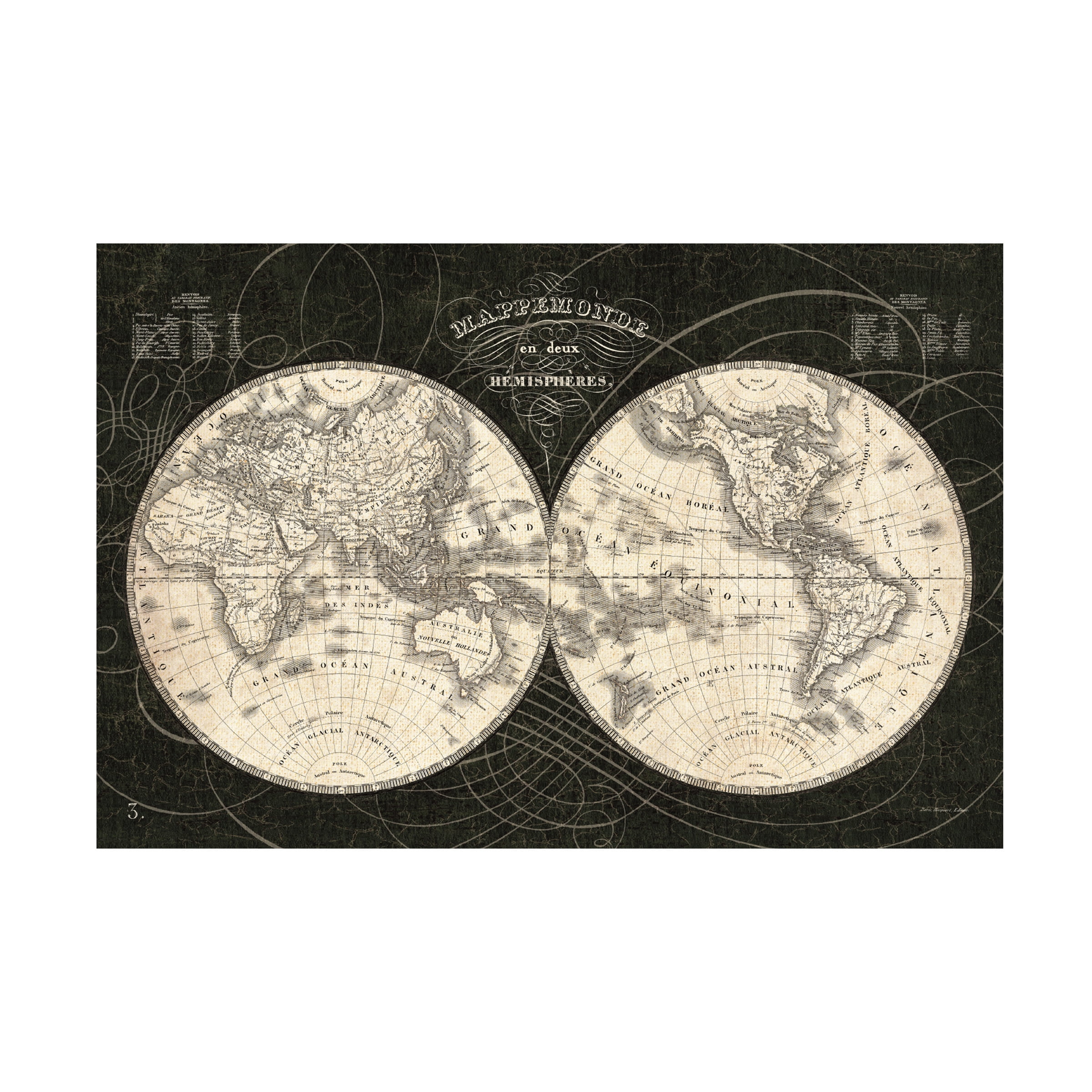 Trademark Fine Art 'French World Map I Black and White' Canvas Art by Sue Schlabach