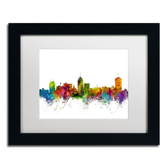 Trademark Fine Art 'Fresno California Skyline' Canvas Art by Michael Tompsett, White Matte, Black Frame