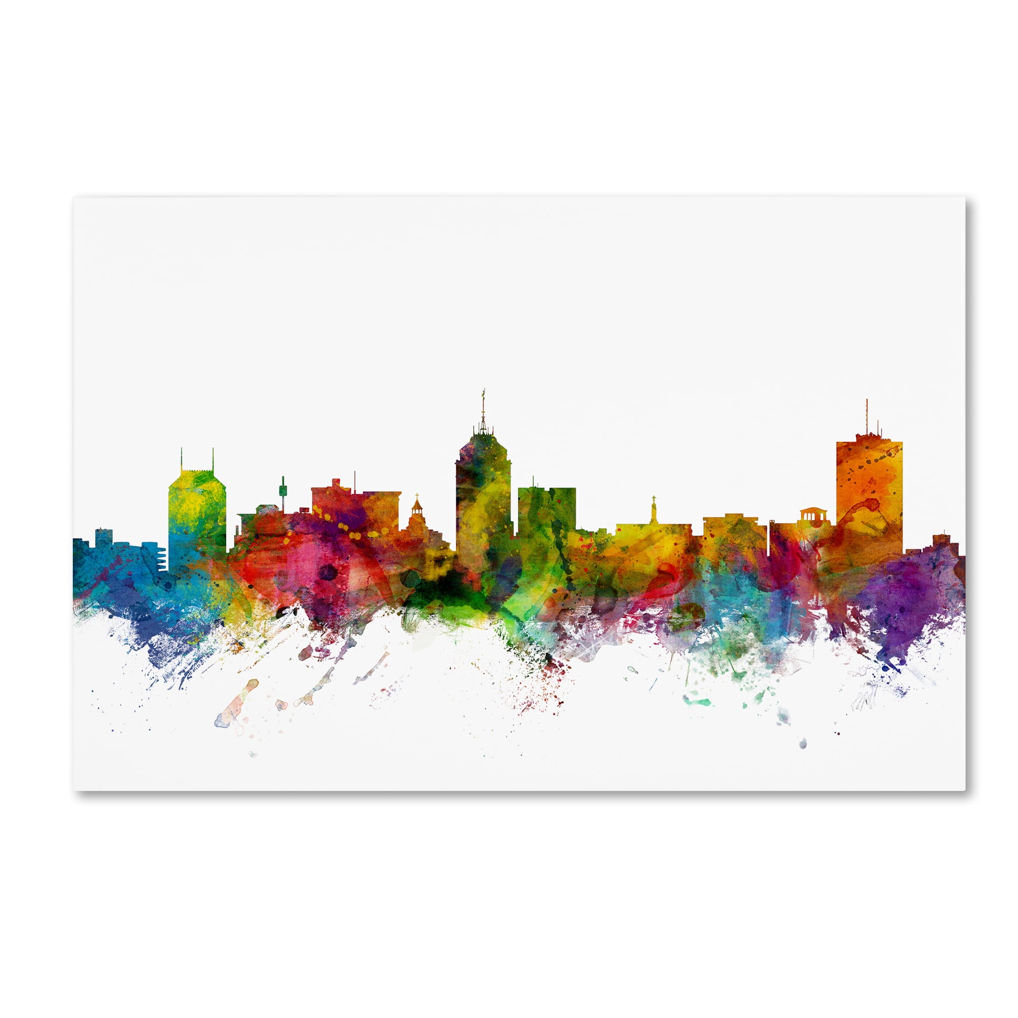 Trademark Fine Art "Fresno California Skyline" Canvas Art by Michael Tompsett