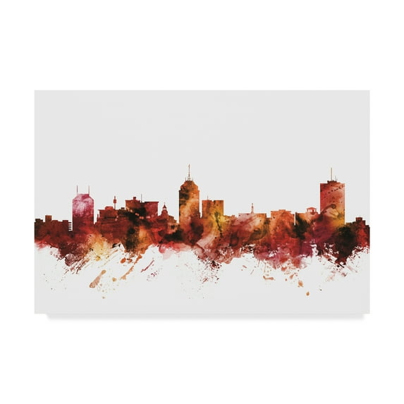 Trademark Fine Art 'Fresno California Skyline Red' Canvas Art by Michael Tompsett