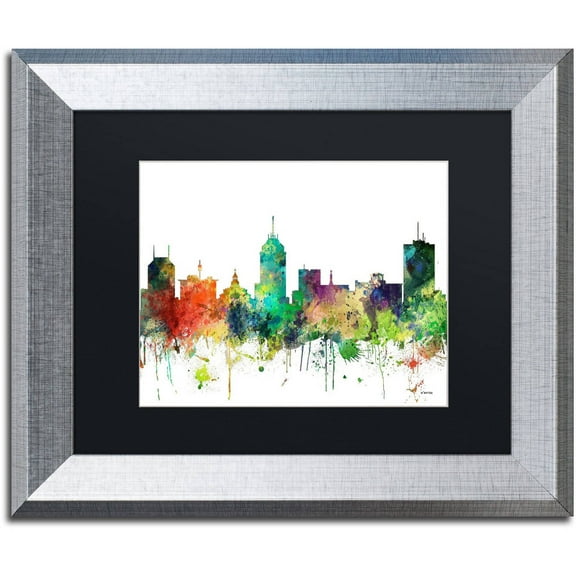 Trademark Fine Art "Fresno California Skyline SP" Canvas Art by Marlene Watson, Black Matte, Silver Frame