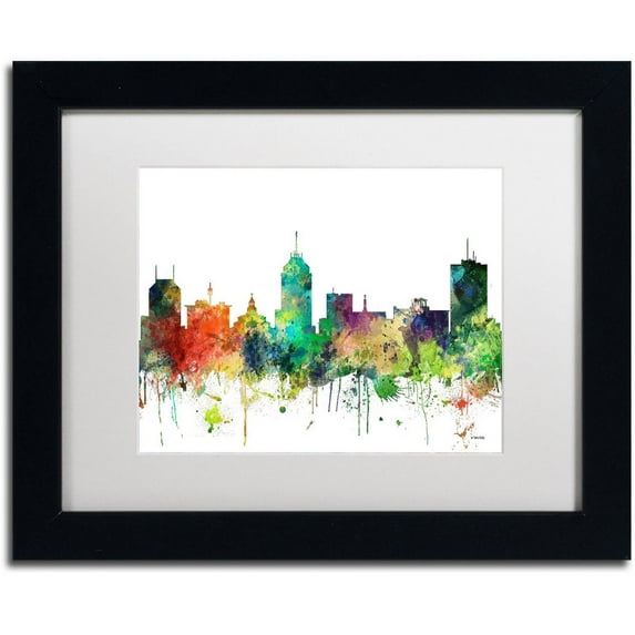 Trademark Fine Art "Fresno California Skyline SP" Canvas Art by Marlene Watson, White Matte, Black Frame