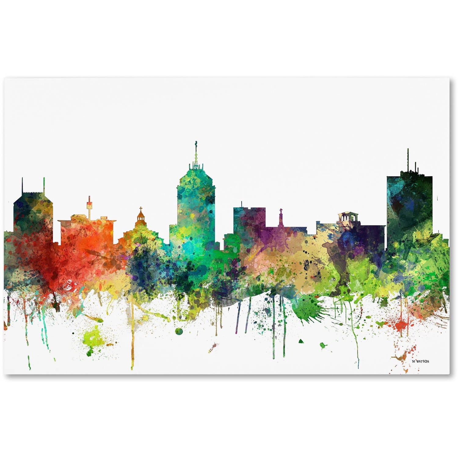 Trademark Fine Art "Fresno California Skyline SP" Canvas Art by Marlene Watson