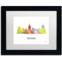 Trademark Fine Art 'Fresno California Skyline WB-1' Canvas Art by Marlene Watson, White Matte, Black Frame
