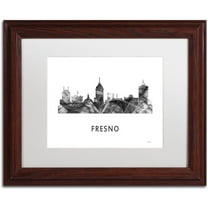 Trademark Fine Art 'Fresno California Skyline WB-BW' Canvas Art by Marlene Watson, White Matte, Wood Frame