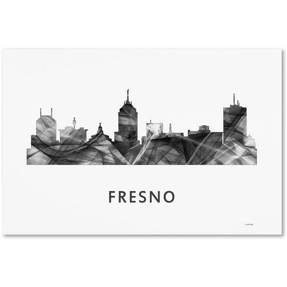 Trademark Fine Art 'Fresno California Skyline WB-BW' Canvas Art by Marlene Watson