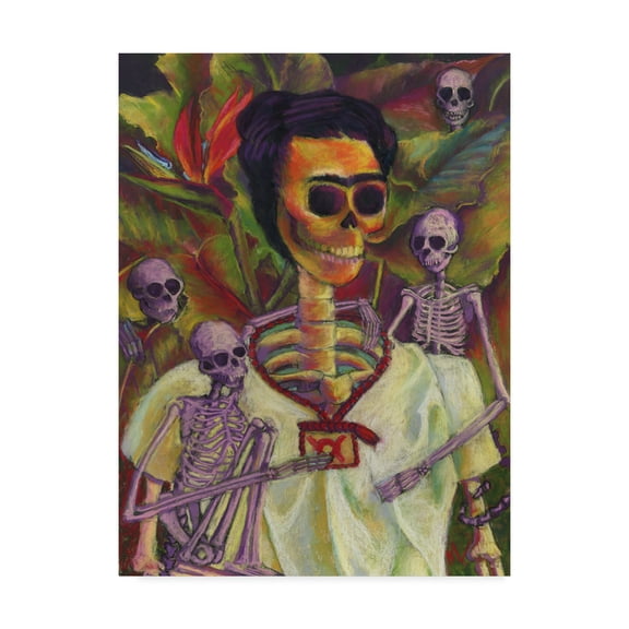 Trademark Fine Art 'Frida Skelly With Monkeys' Canvas Art by Marie Marfia Fine Art