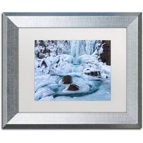 Trademark Fine Art "Frosty Falls" Canvas Art by Michael Blanchette Photography White Matte, Silver Frame