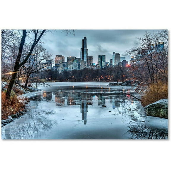 Trademark Fine Art "Frozen Central Park Lake I" Canvas Art by David Ayash
